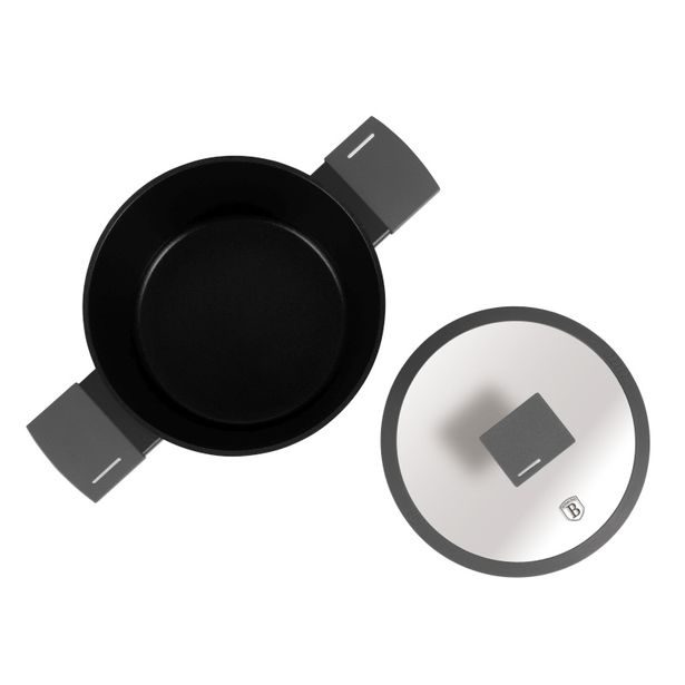 BERLINGERHAUS Kastrol s titanovým povrchem a poklicí 24 cm Antracit Collection BH-8131