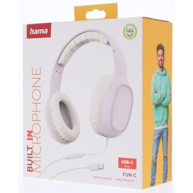 Hama USB-C sluchátka s mikrofonem Fun C, uzavřená, bílá