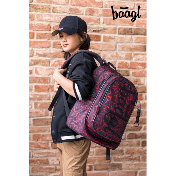 BAAGL Školní batoh Core Red Polygon