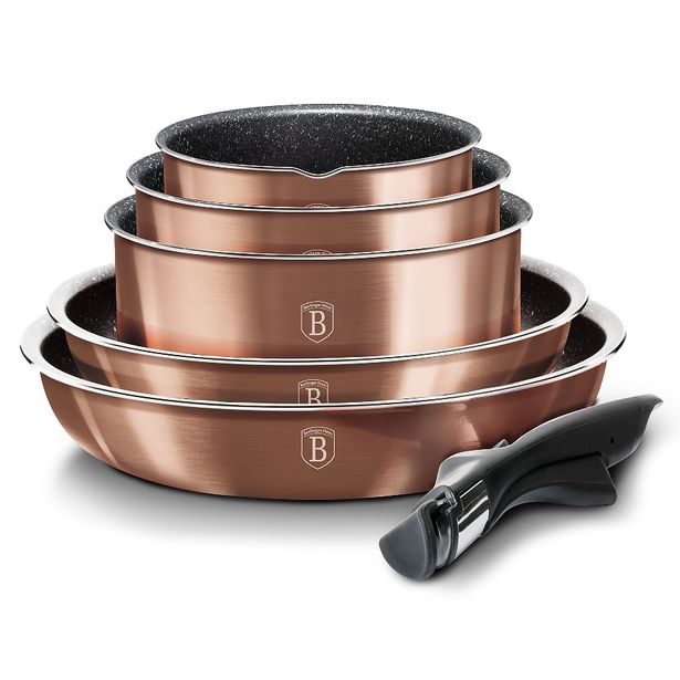 BERLINGERHAUS Sada nádobí s odnímatelnou rukojetí 12 ks Rosegold Metallic Line BH-1591