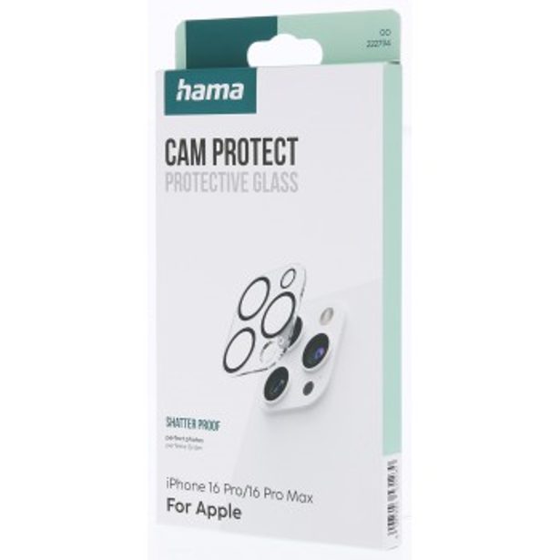 Hama Cam Protect, ochranné sklo fotoaparátu pro Apple iPhone 16 Pro/16 Pro Max, průhledné