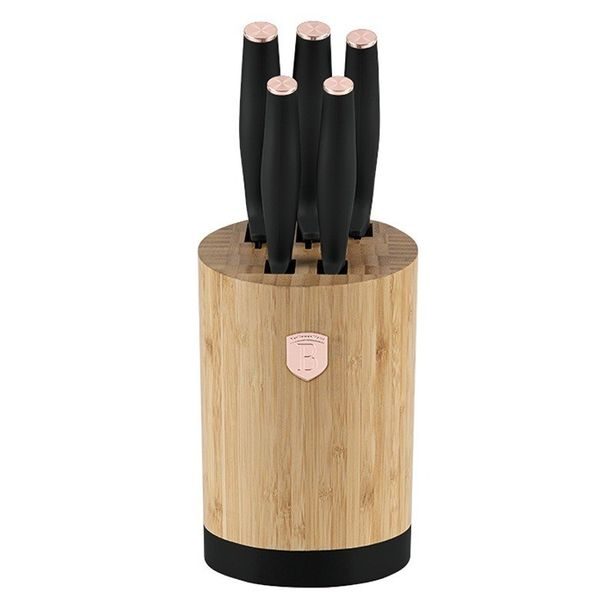 BERLINGERHAUS Sada nožů se stojanem BAMBOO 6 ks nerez Black Rose Collection BH-2752
