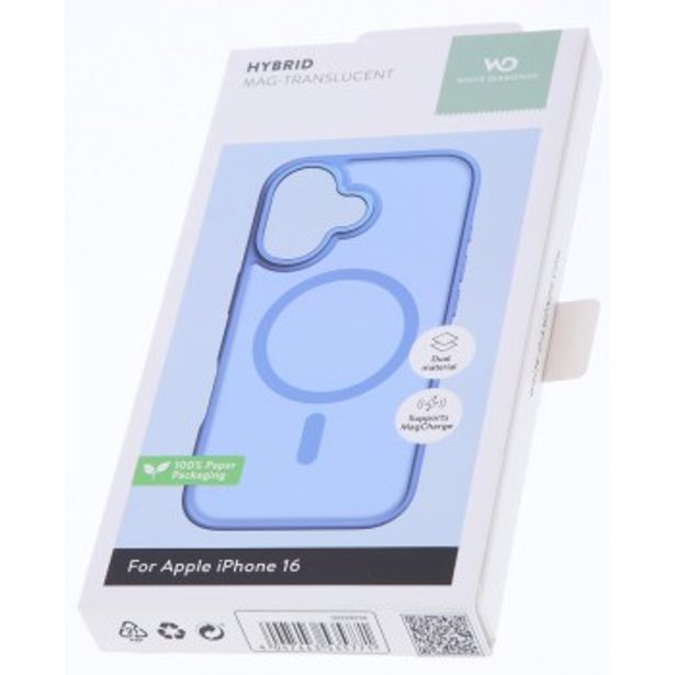 White Diamonds Hybrid Case, kryt pro Apple iPhone 16, magnetický, matný, poloprůhledný modrý