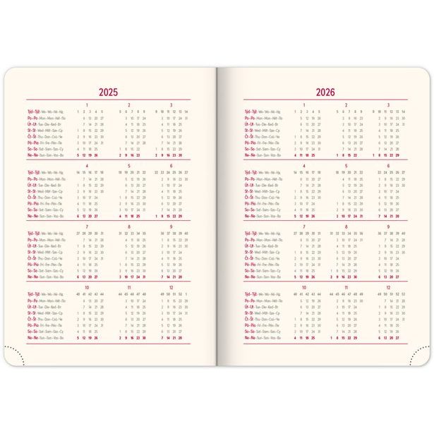 Týdenní diář Vivella Top 2025, oranžový, 15 × 21 cm