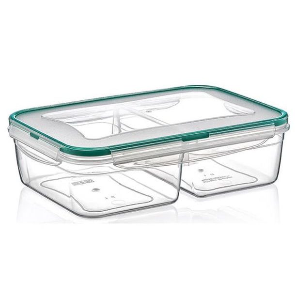 box 2,0 l FRESH dělený(2x1,0l),klick 24x17x7cm,transp.plast