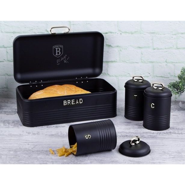 BERLINGERHAUS Chlebovka a dóza na potraviny sada 4 ks Matte Black Collection BH-6754