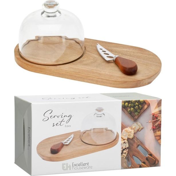 EXCELLENT HOUSEWARE Servírovací sada na akátovém podnose sada 3 ks KO-278001200