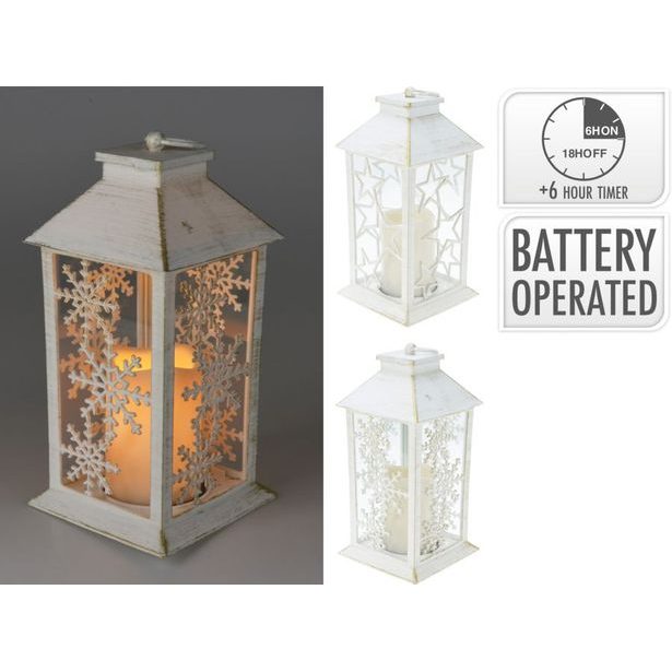 lucerna 28x cm, LED osv., 2 druhy, bílá, kov