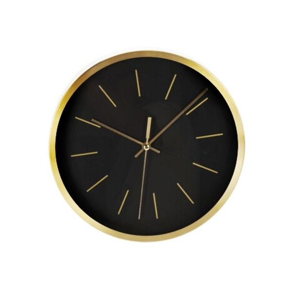 SEGNALE Nástěnné hodiny se zlatým rámem 25 cm černá KO-837362230cern