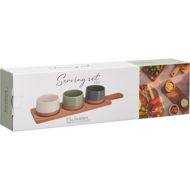 EXCELLENT HOUSEWARE Sada misek na pochutiny servírovací s prkénkem 3 ks KO-210001110