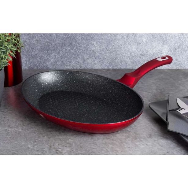 BERLINGERHAUS Pánev na ryby a steaky s mramorovým povrchem 35 cm Burgundy Metallic Line BH-7169