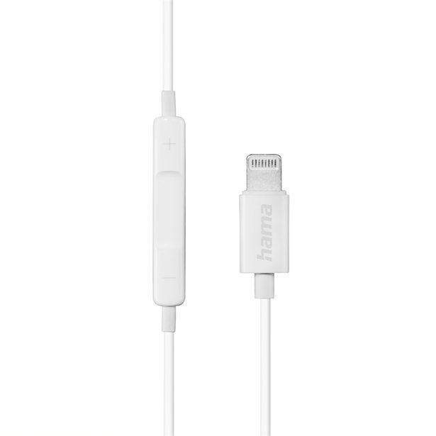 Hama sluchátka s mikrofonem Glow II, pecky, konektor Lightning, bílá