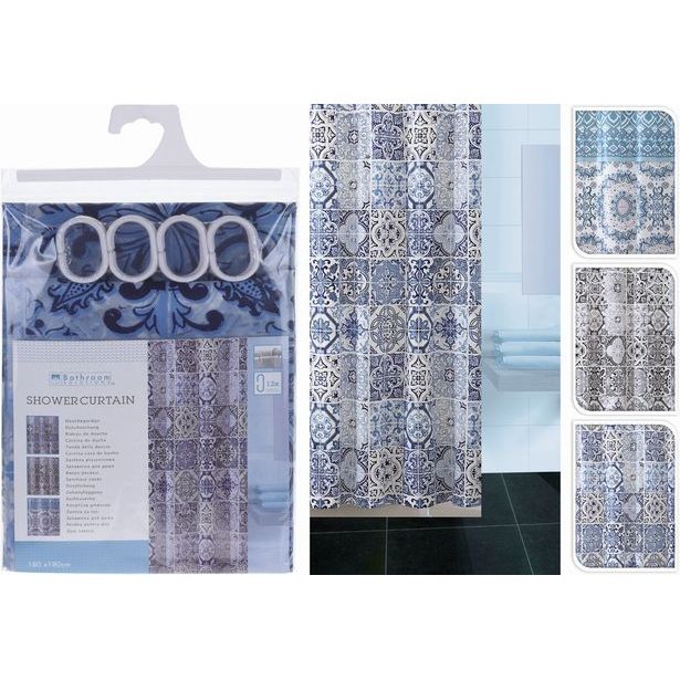 závěs 180x180 PEVA koupel. 3dekory modré