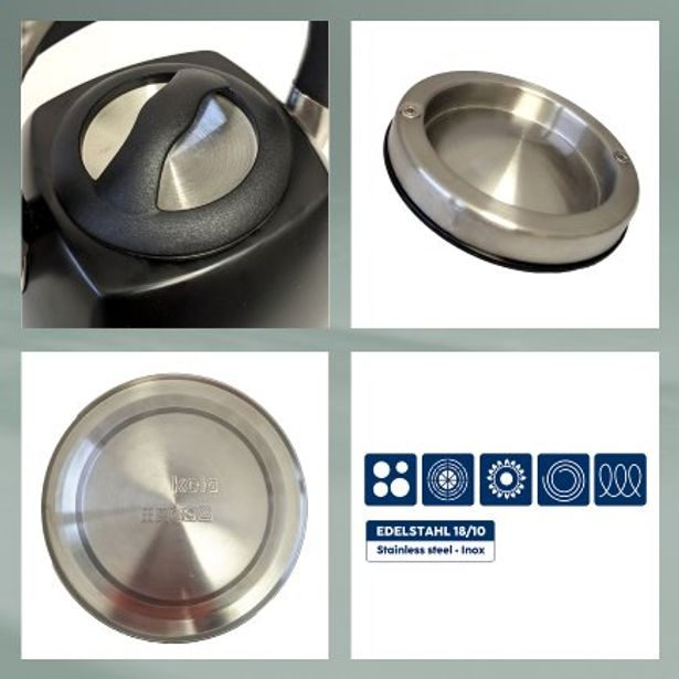 KELA Konvice pískací Vitus nerez 2,4 l, černá matná KL-12079