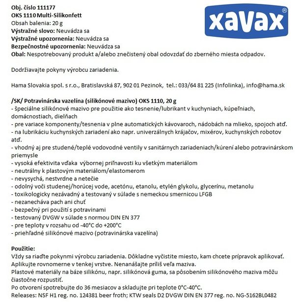 Potravinářská vazelína (silikonové mazivo) OKS 1110, 20 g