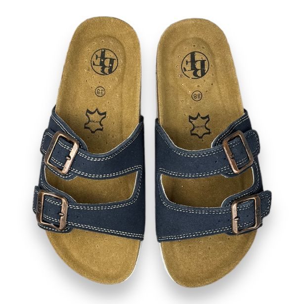 Chlapecké kožené pantofle Best Feet - modré