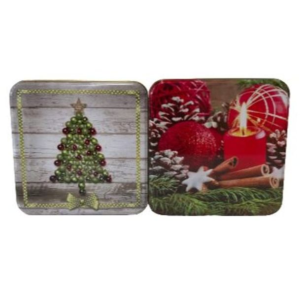 dóza plech. 18x18x8cm, VÁNOČNÍ