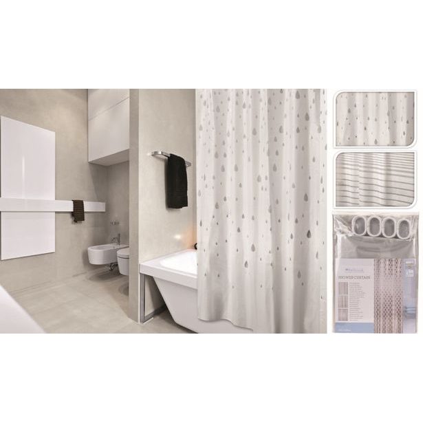 závěs 180x180 PEVA koupel. 2dekory krémové