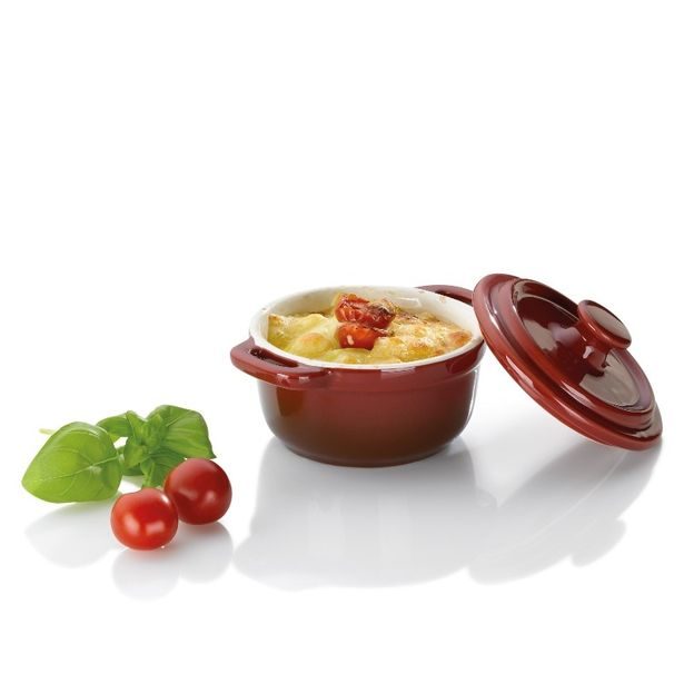 KELA Zapékací miska pekáček s poklicí MALIN 10 x 8 cm červená KL-11865