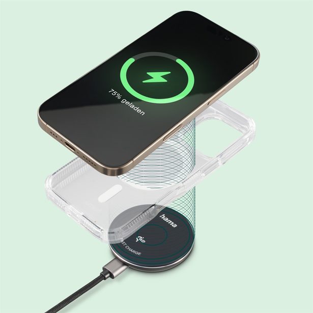 Hama bezdrátová nabíječka Qi2 15 W, magnetická, samostatný kabel 1 m