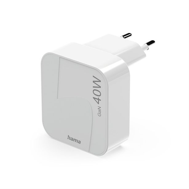 Hama rychlá USB nabíječka GaN, 2x USB-C PD/QC 40 W, skládací