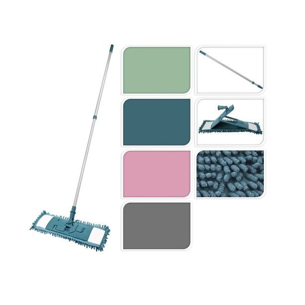 mop CLEANIN plochý žinyl 42x13cm.4barvy,telesk.tyč do 130cm