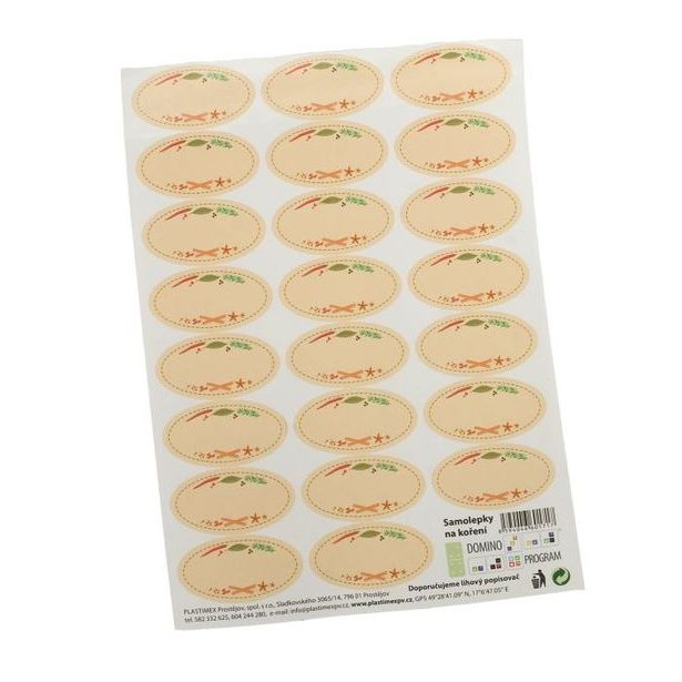 etikety PRÁZDNÉ na kořenky, 23ks ovál, samolepky