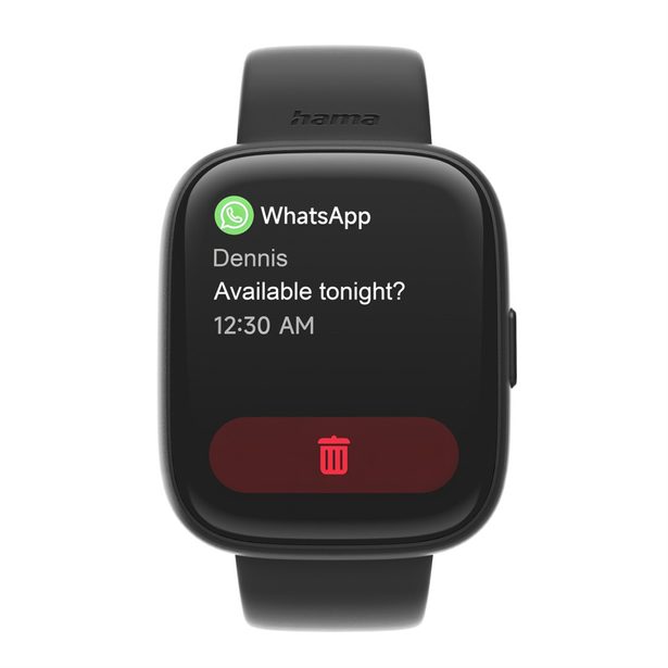 Hama 4000, smart hodinky, funkce telefonování, voděodolné IP68, Siri/ Google Assistant, černé