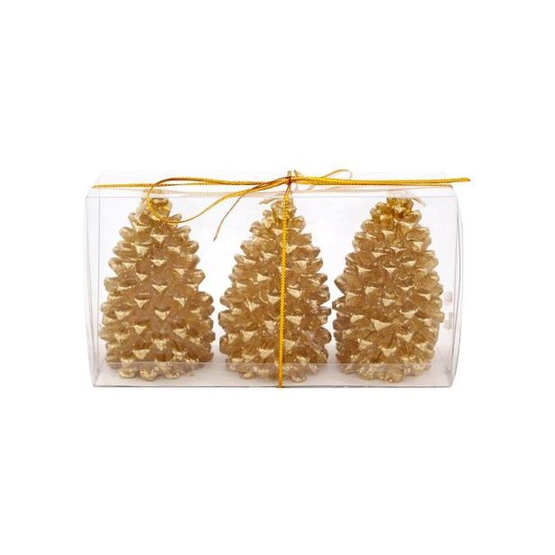 Provence SVÍČKA ŠIŠKA, 3KS, ZLATÁ_hamashop