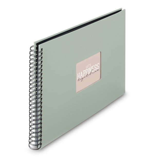 Hama album klasické spirálové FINE ART 36x32 cm, 50 stran, sage, černé listy