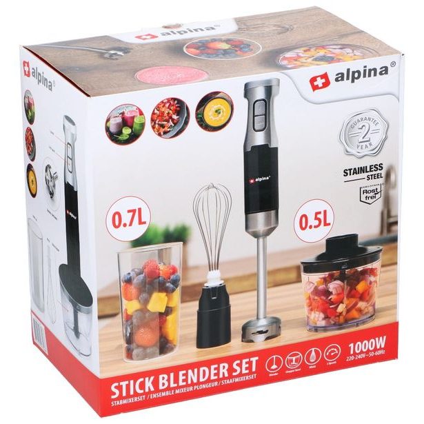 ALPINA Tyčový mixér sada 4v1 nerez ocel 1000W ED-247346