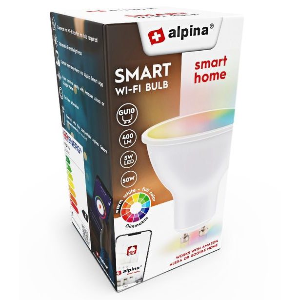 ALPINA Chytrá žárovka LED RGB WIFI bílá + barevná GU10 ED-225431