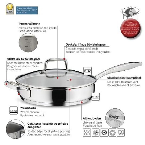 KELA Pánev s poklicí nerez 18/10 FLAVORIA 24 cm KL-10185