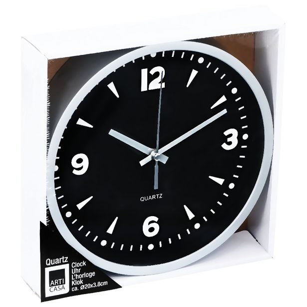 ARTICASA Nástěnné hodiny 20 cm černá / stříbrná ED-224295seda