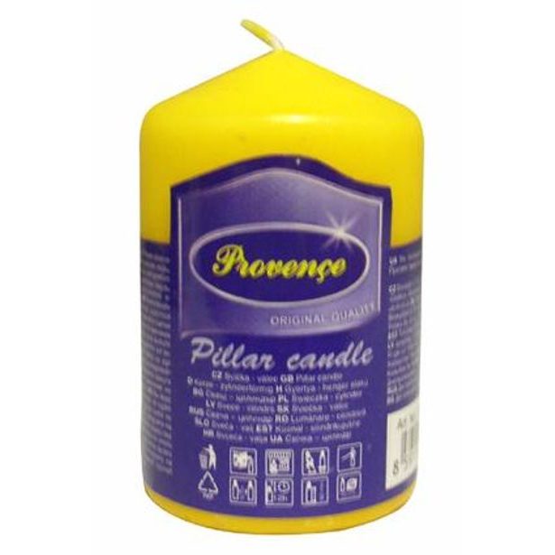 Provence Svíčka parafín válec žlutá, 5 x 8 cm_hamashop