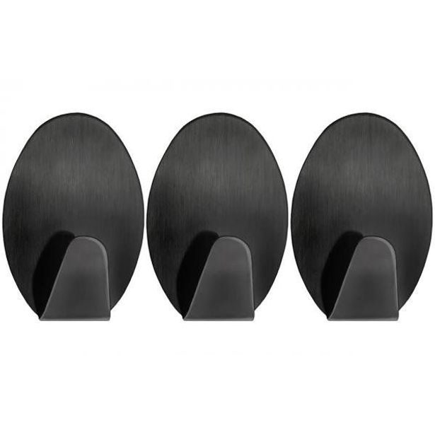 háček- 3ks ČERNÝ 3,6x5,3x2cm, kov, samolepící