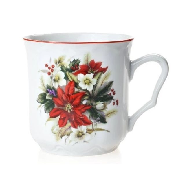 hrnek 270ml KAREL-VÁNOČNÍ RŮŽE, čes.porcelán