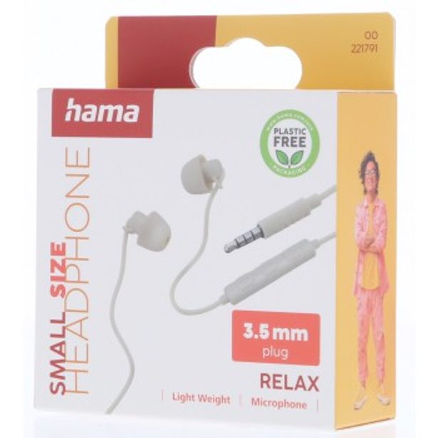 Hama sluchátka s mikrofonem Relax, mini špunty, béžová