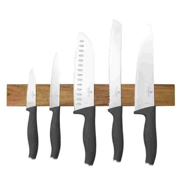 BERLINGERHAUS Sada nožů s magnetickým držákem z akátového dřeva 6 ks Antracit Collection BH-2940