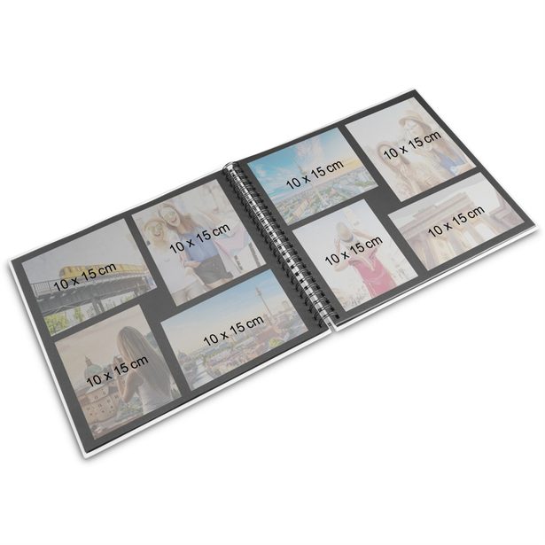 Hama album klasické spirálové FINE ART 36x32 cm, 50 stran, kamenná šedá, černé listy