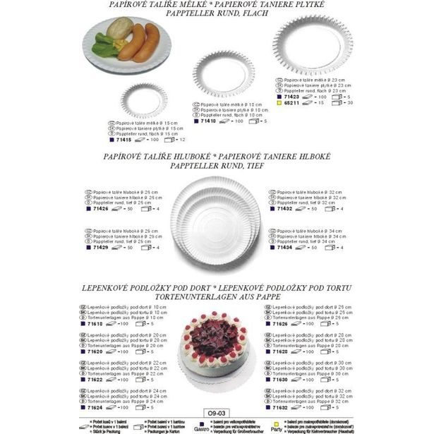 talíř d23cm mělký -100ks-papírový