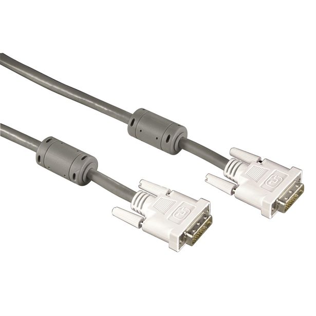 Hama DVI prepojovací kábel, Dual link (24.pin. digital, 1 pin. analóg), 1,8 m, šedý