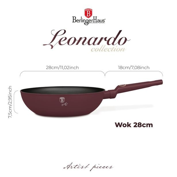 BERLINGERHAUS Pánev wok s titanovým povrchem 28 cm Leonardo Collection BH-8033