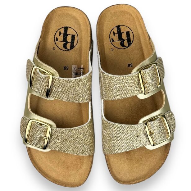 Dámské kožené pantofle Best Feet - zlaté