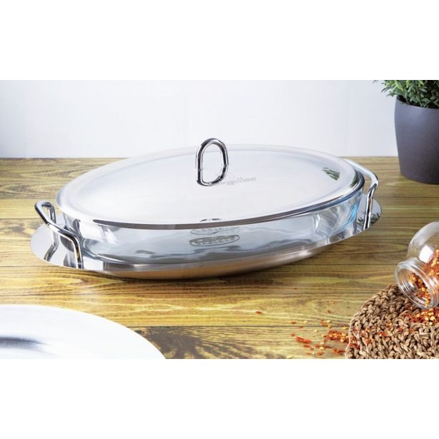 BERLINGERHAUS Servírovací mísa s tácem nerez / sklo 3 L BH-1385