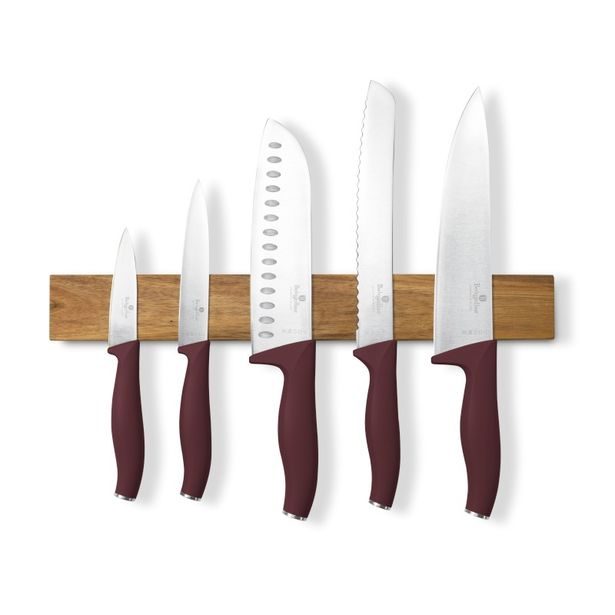 BERLINGERHAUS Sada nožů s magnetickým držákem z akátového dřeva 6 ks Leonardo Collection BH-2944