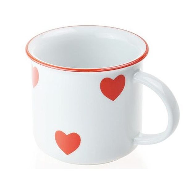 hrnek 380ml TINA - ČERV.SRDÍČKA, čes.porcelán