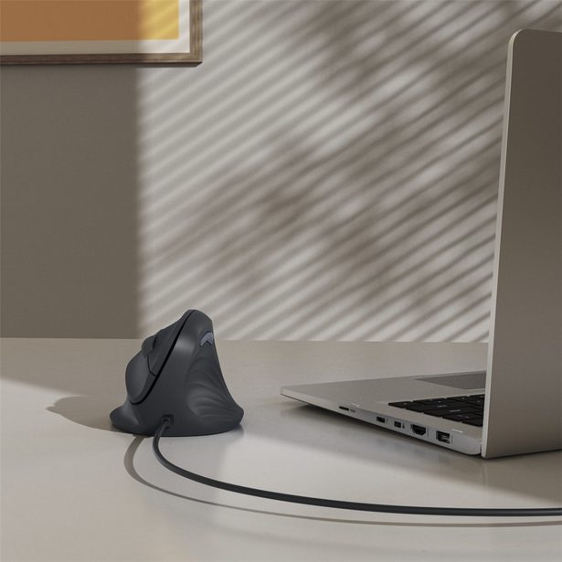 Hama vertikální ergonomická kabelová myš ECM-500R, pro praváky, černá