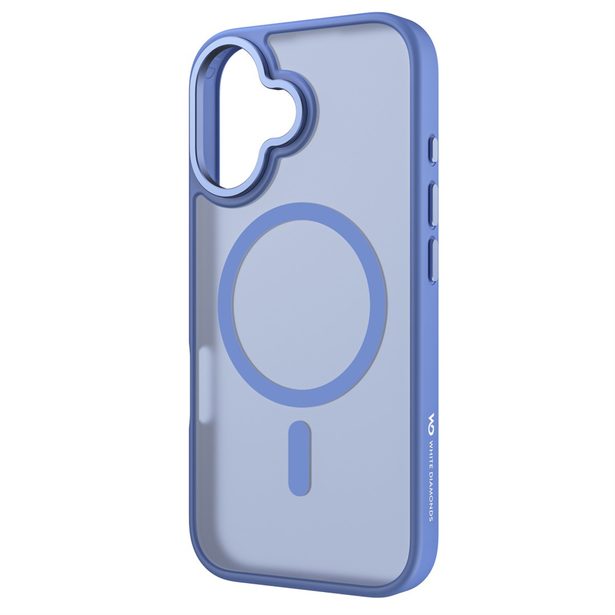 White Diamonds Hybrid Case, kryt pro Apple iPhone 16, magnetický, matný, poloprůhledný modrý