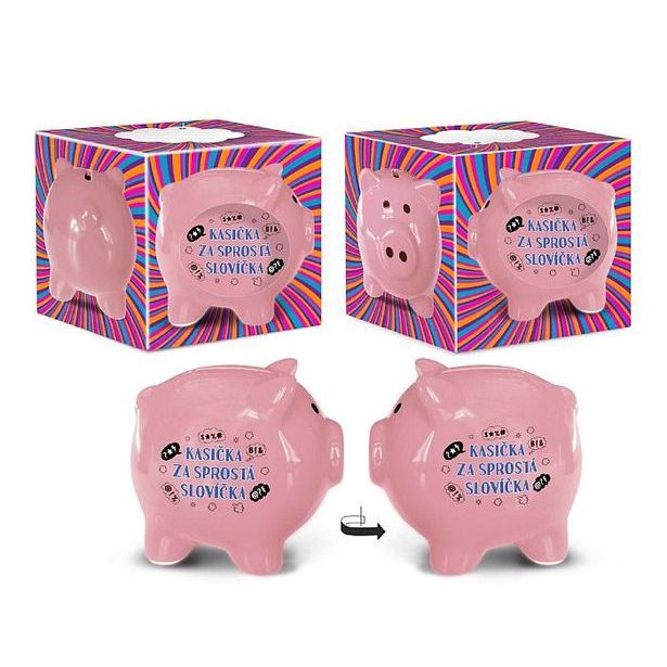 pokladnička PRASÁTKO, ZA SPROSTÁ SLOVÍČKA, DB, keramika